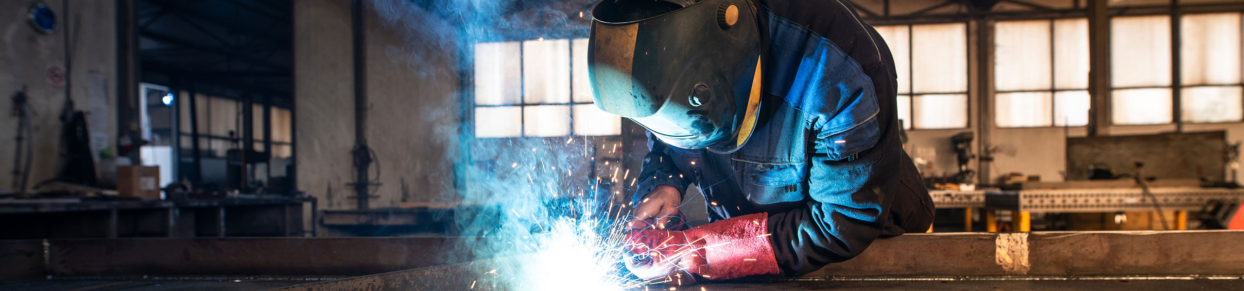Professional Industrial Welder Welding Metal Parts Metalworking Factory